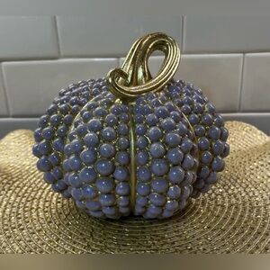 Grandin Road Lavender and Gold Beaded Pumpkin